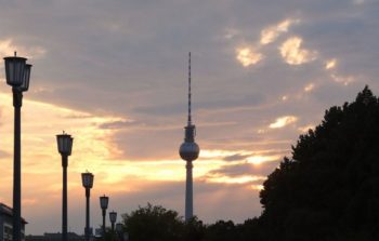 Fernsehturm Berlin against the sunset