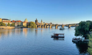 View of Prague with Charles Bridge and Old Town