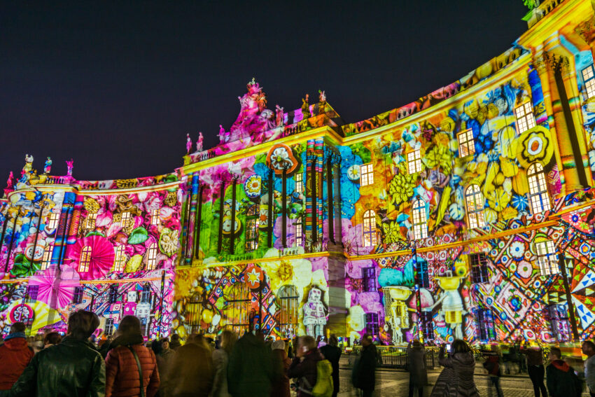 Humboldt University in Berlin, Germany, during the Festival of Lights, 2016