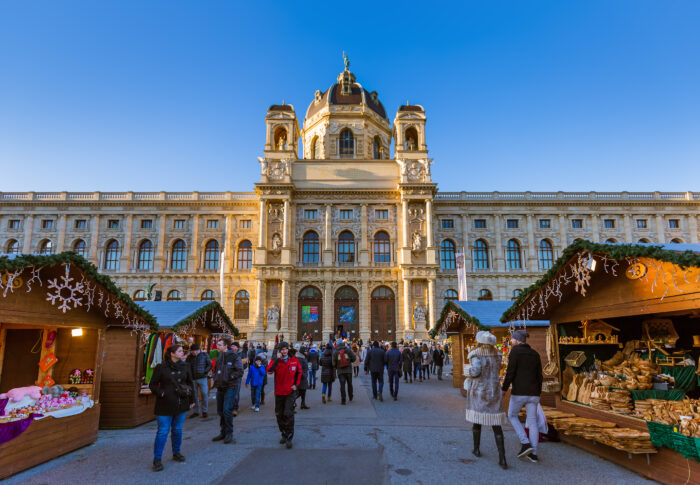 Christmas Market near Museum quarter on December 29, 2016 in Vienna Austria.