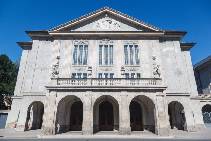 The Mozarteum University Salzburg historic building facade, Salzburg, Austria