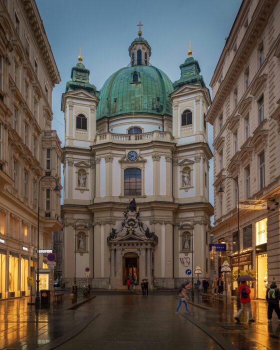 St Peter's Church in Vienna, Austria, at duck